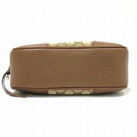 GUCCI GG Canvas Shoulder Bag 449413 Black Leather Trim - Picture 3 of 8